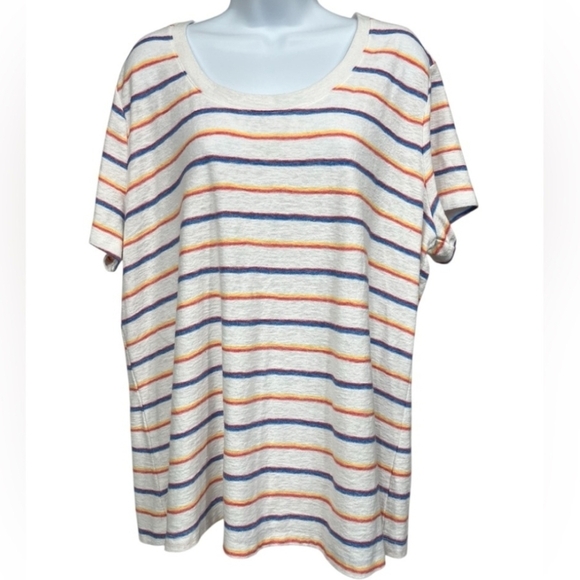 Time and Tru Tops - Striped Multicolor Women's Tee Top Plus Size 3X